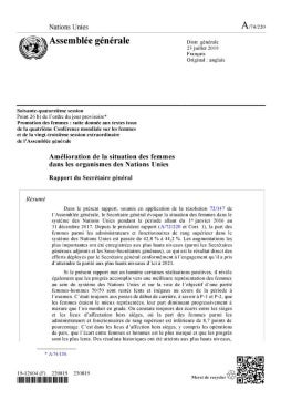 Amélioration de la situation des femmes dans les organismes des Nations Unies : Rapport du Secrétaire général (2019)